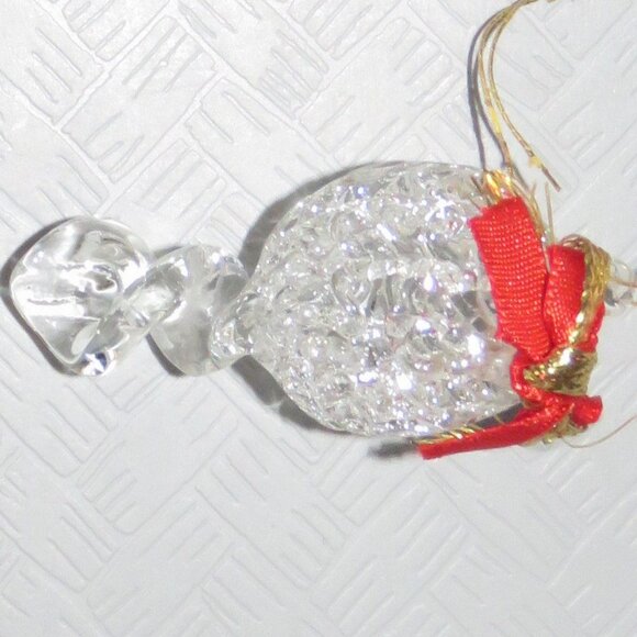 Vtg Clear Spun Glass Crystal Oval Pinecone Shape Hanging XMAS Ornament - Picture 5 of 10